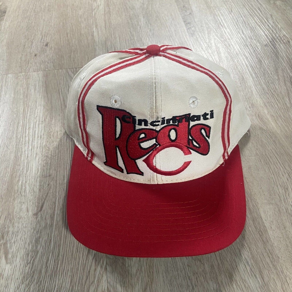 Vintage The Game Cincinnati Red Snapback Hat MLB Baseball White Red Stripes Cap